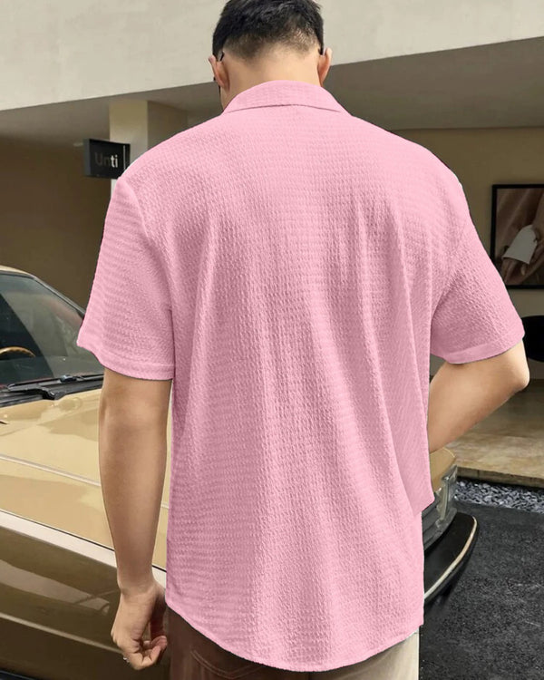 Pink Colour Men  Casual Wear Cotton Structured Shirt