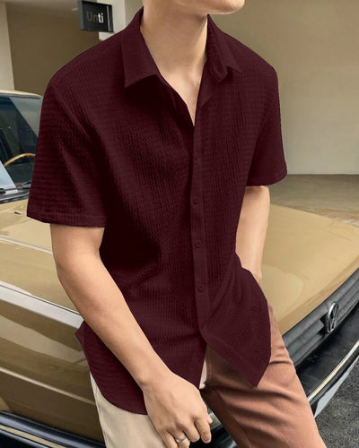 Maroon Colour Men  Casual Wear Cotton Structured Shirt