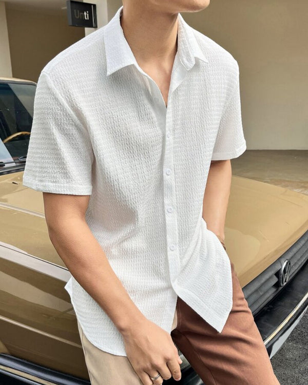 White Colour Men Casual Wear Cotton Structured Shirt