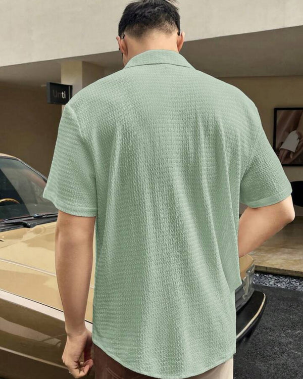 Light Green Colour Men's Casual Wear Cotton Structured Shirt