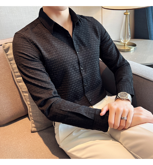 Black Checks Structured Premium Shirt