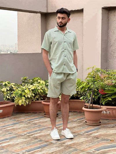 Pista Men Casual Wear Shirt And Shorts Pair