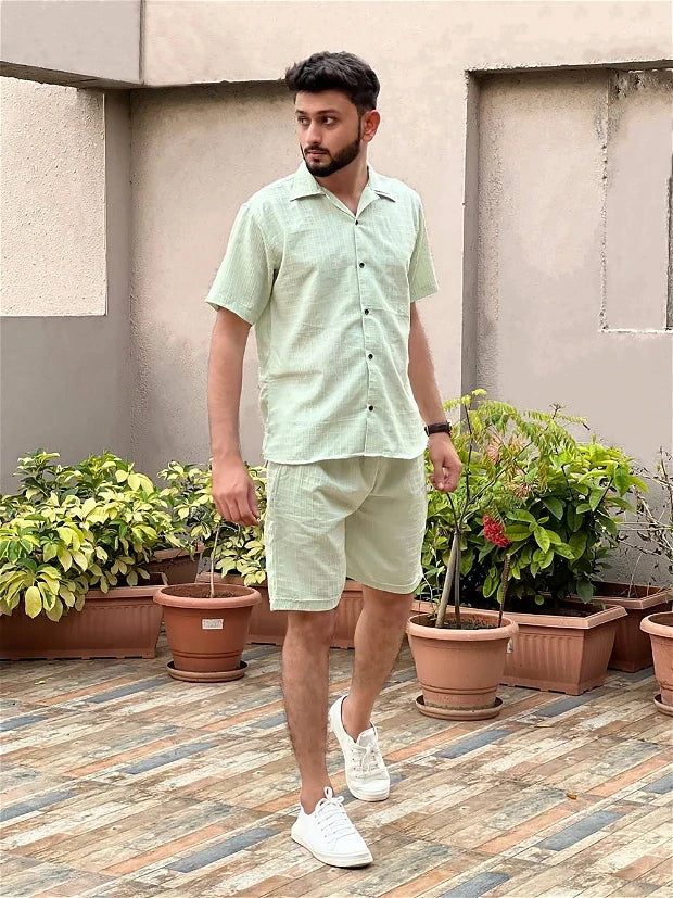 Pista Men Casual Wear Shirt And Shorts Pair