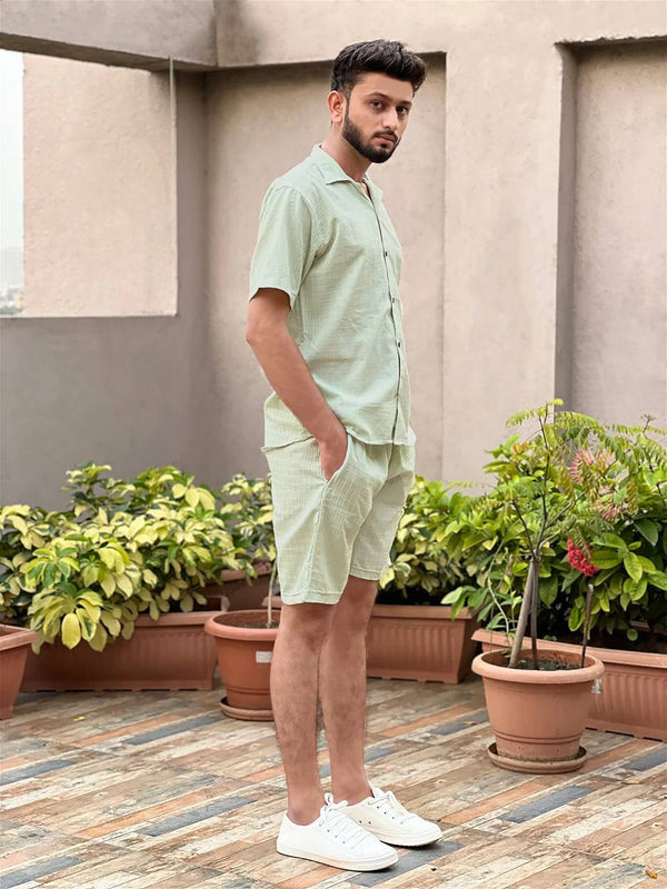 Pista Men Casual Wear Shirt And Shorts Pair