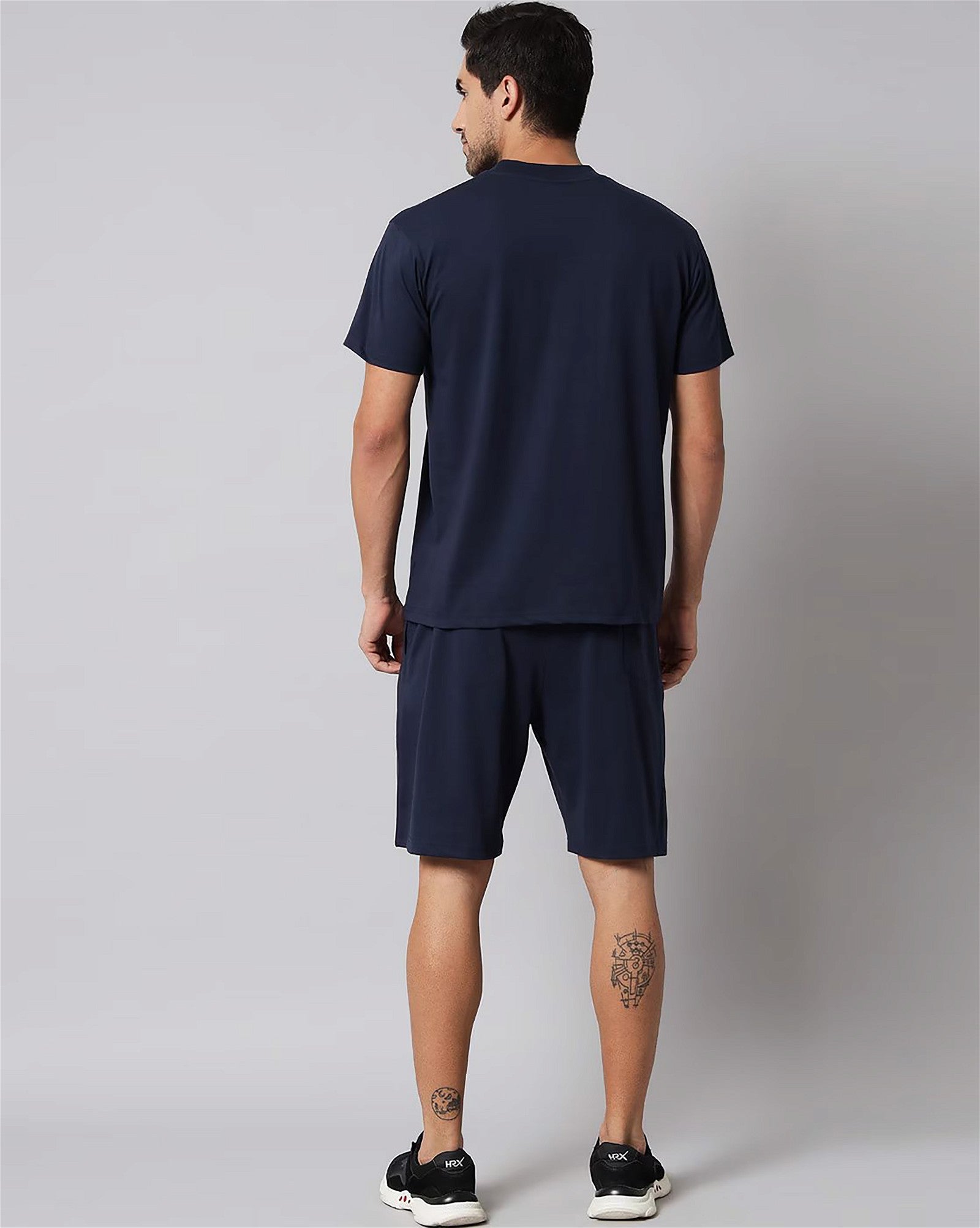 Navy Blue Plain T-Shirt Half Sleeve And Shorts With Pocket