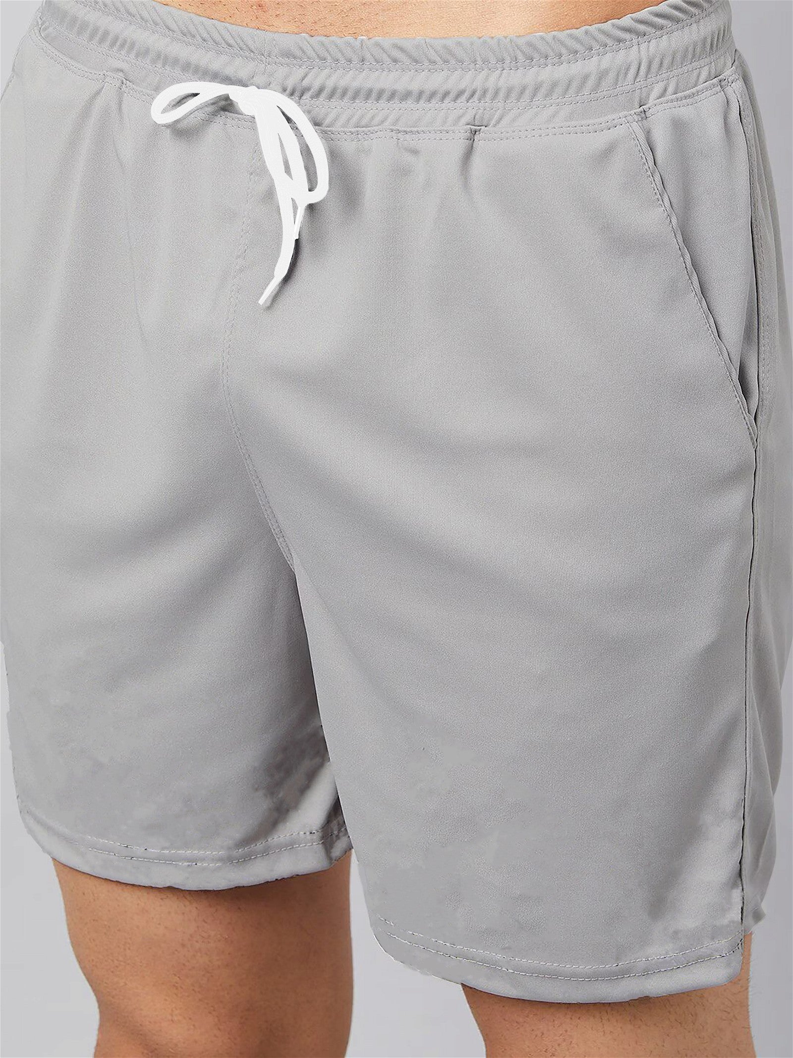 Grey Plain T-Shirt Half Sleeve And Shorts With Pocket