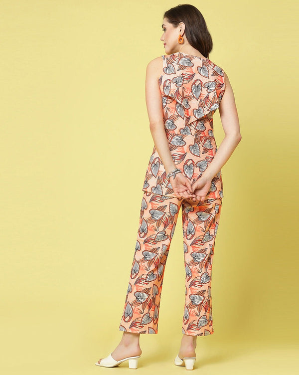 Printed Sleeveless Top and Full Length Trouser Pant Co-ord set for Women