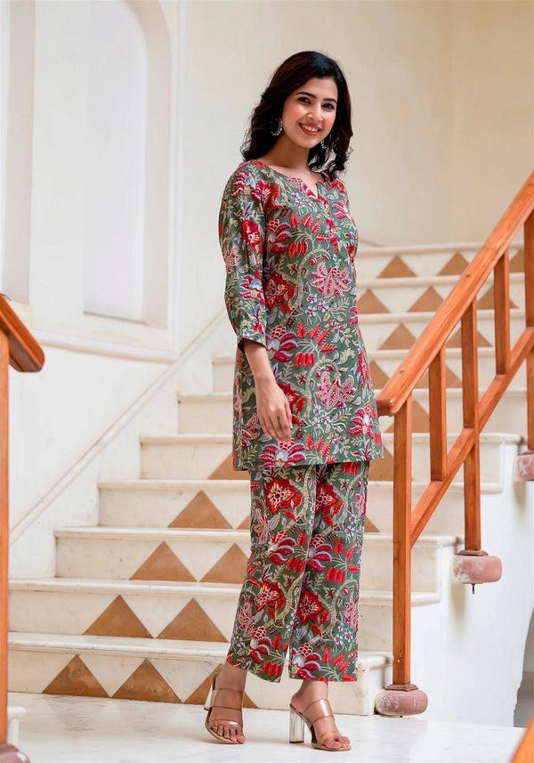 Floral Designer Printed Co-ord set For Women