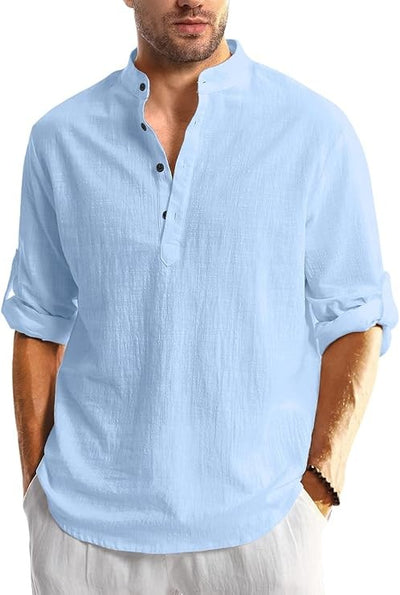 Solid Plain Sky Blue Colour Cotton Blend Straight Kurta Shirt