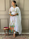 Alia Designe Floral Kurta set with Knee Bottom Pant and Border Dupatta