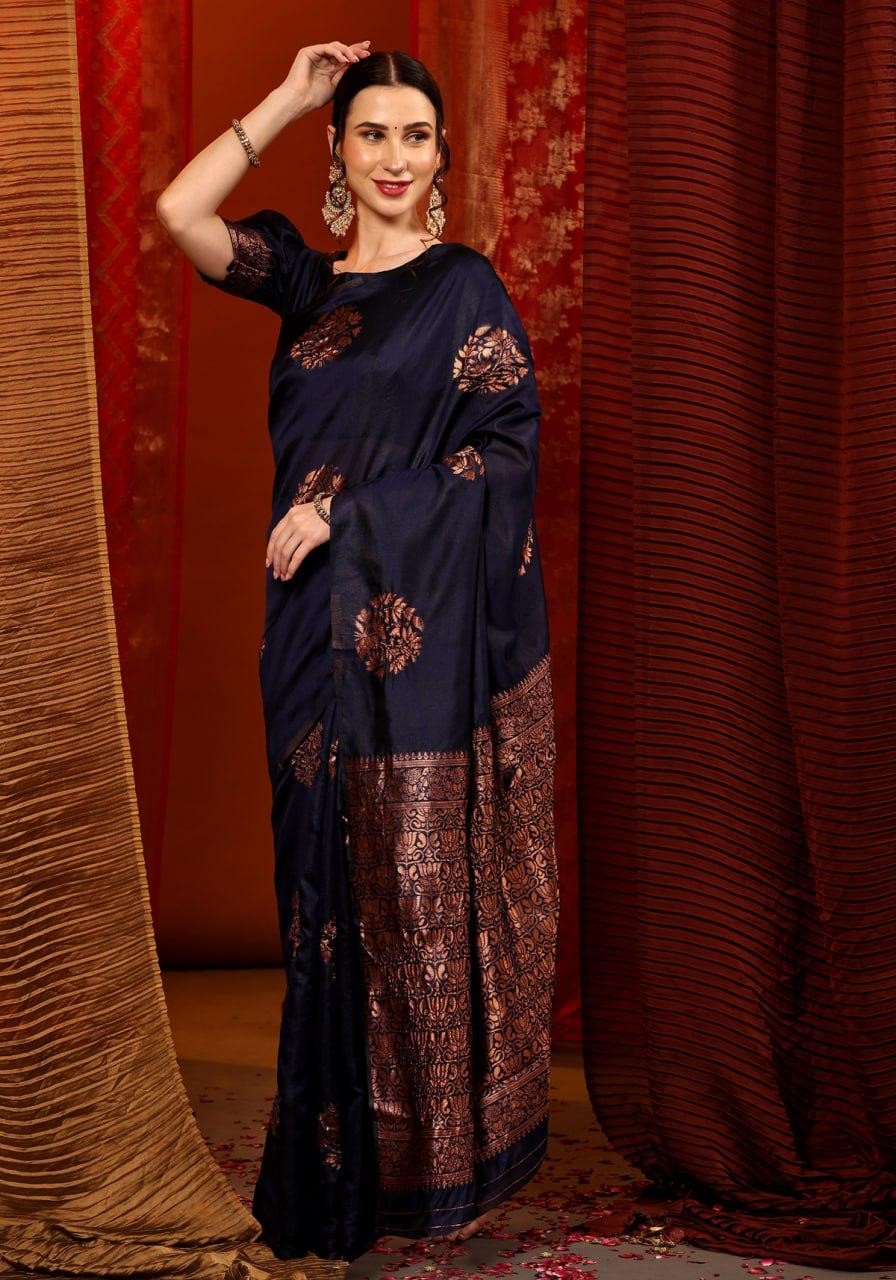 Exclusive Soft Silk Blue Saree