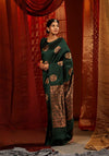 Exclusive Soft Silk Dark Green Saree