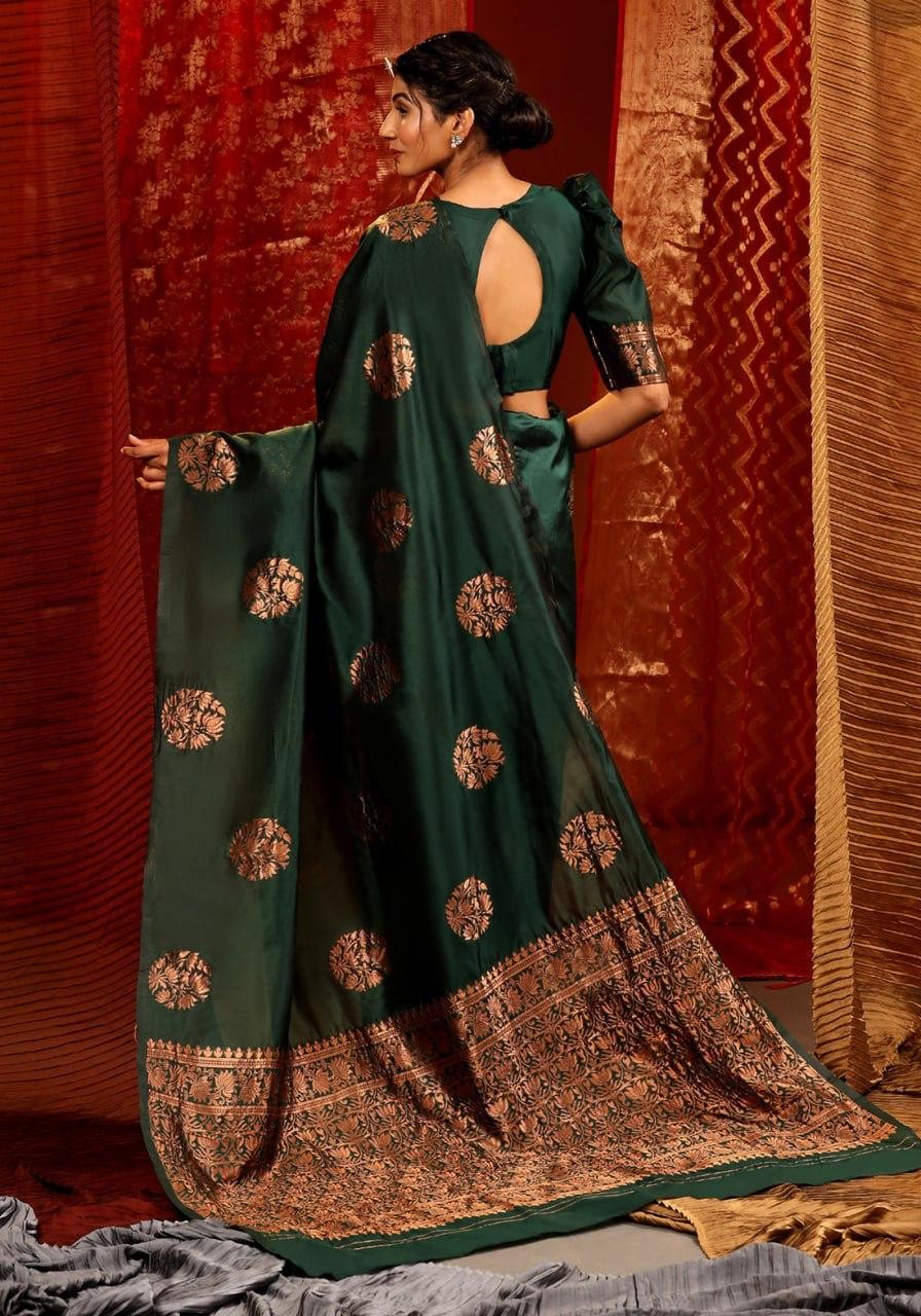 Exclusive Soft Silk Dark Green Saree