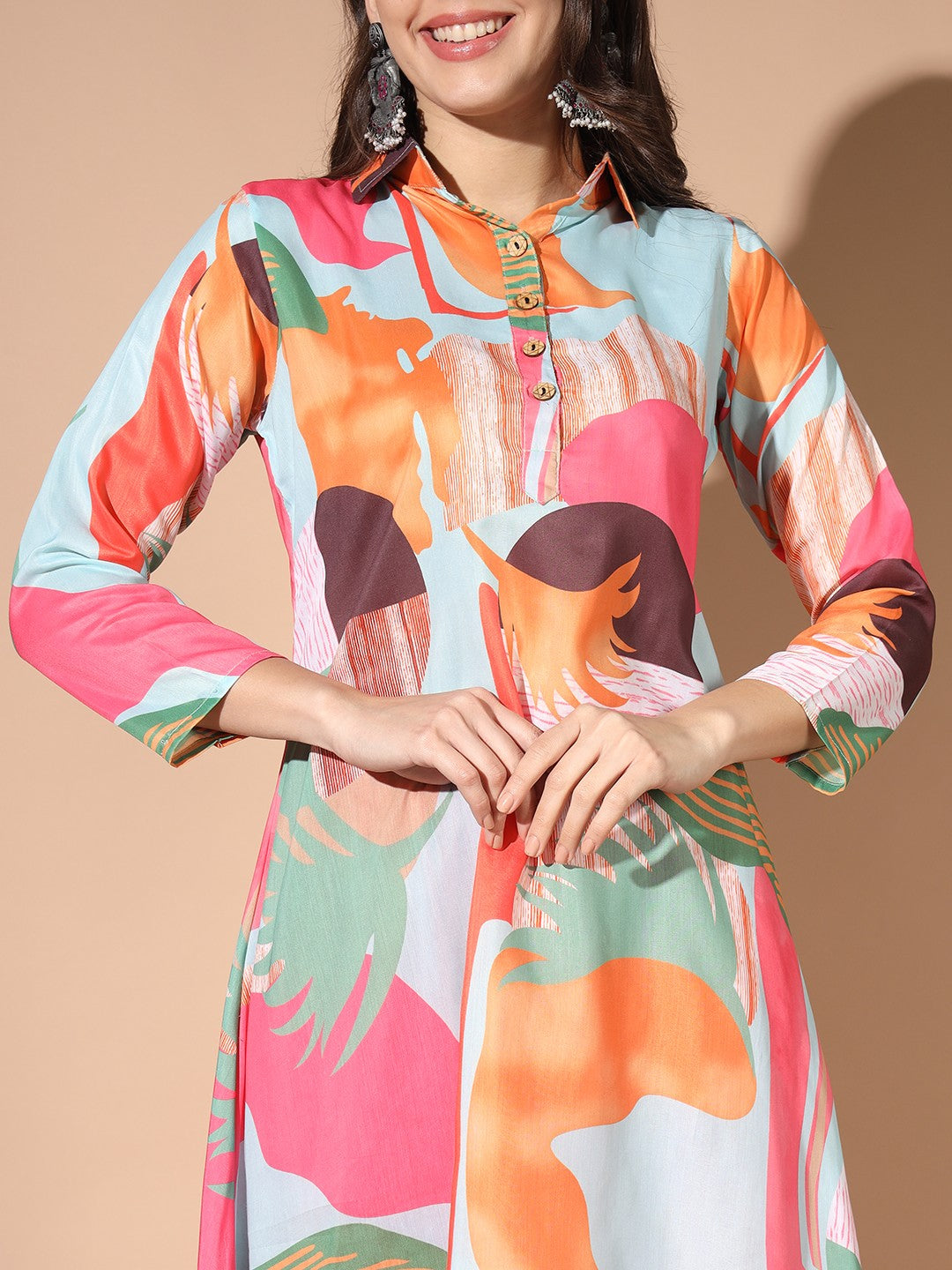 Multi Colour Digital Print Casual Kurta With Patiyala Set