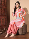 Pink  Colour Digital Print Casual Kurta With Patiyala Set