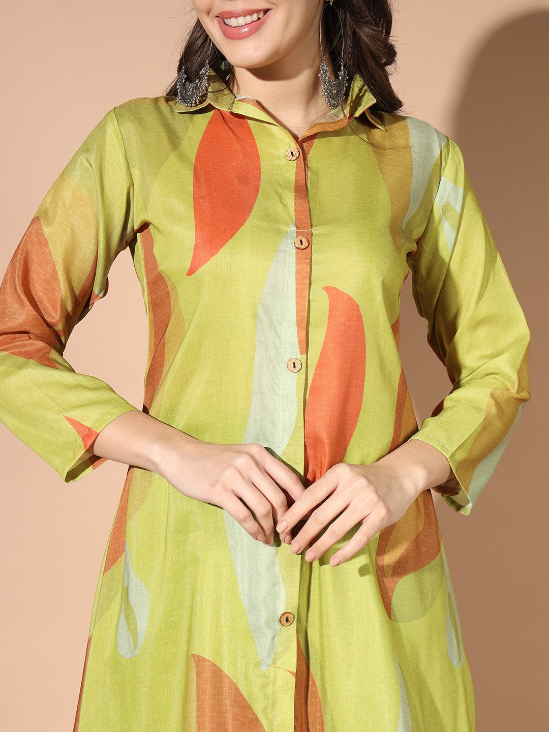 Green Colour Digital Print Casual Kurta With Patiyala Set