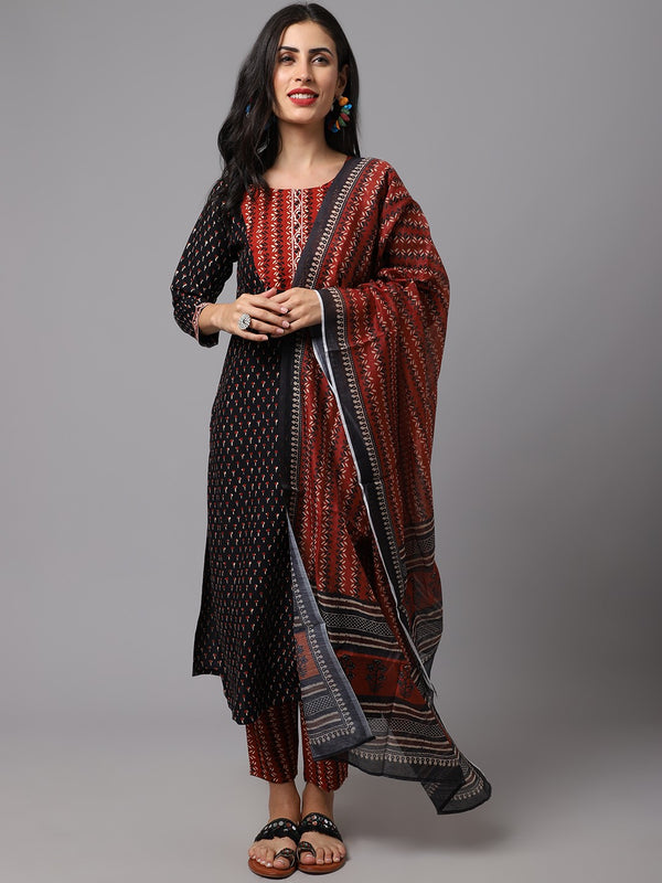 Women Printed Kurta and Pant Set with Dupatta