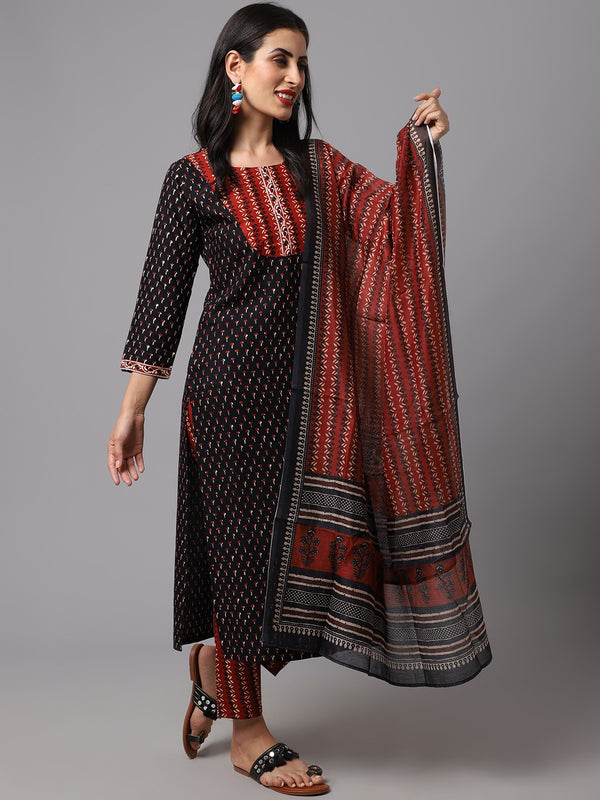 Women Printed Kurta and Pant Set with Dupatta