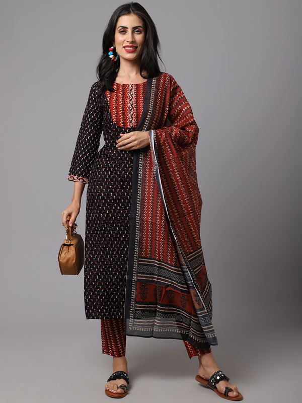 Women Printed Kurta and Pant Set with Dupatta